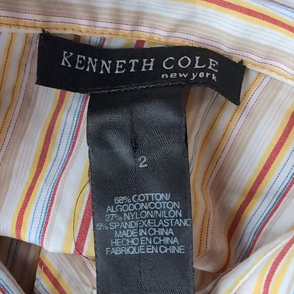 Keneth Cole Nwot Tailored Striped Button-Up Shirt Size Xs 2us - Picture 3 of 10